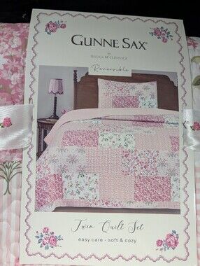 Gunne Sax Jessica McClintock Floral Cottagecore Pink Patchwork Quilt Twin Colleg